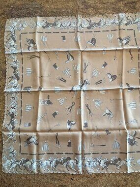 Vintage Beautiful Bellotti Brown Equestrian Scarf with Hand Rolled Edges